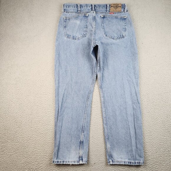 Wrangler Jeans Straight Leg Workwear Denim Pants Mens 34x30 Blue Relaxed Fit - Picture 2 of 9
